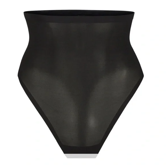 Skims, Bandeau Bra with Matching High Waisted Sculpting Thong. Color Onyx - Picture 2 of 8